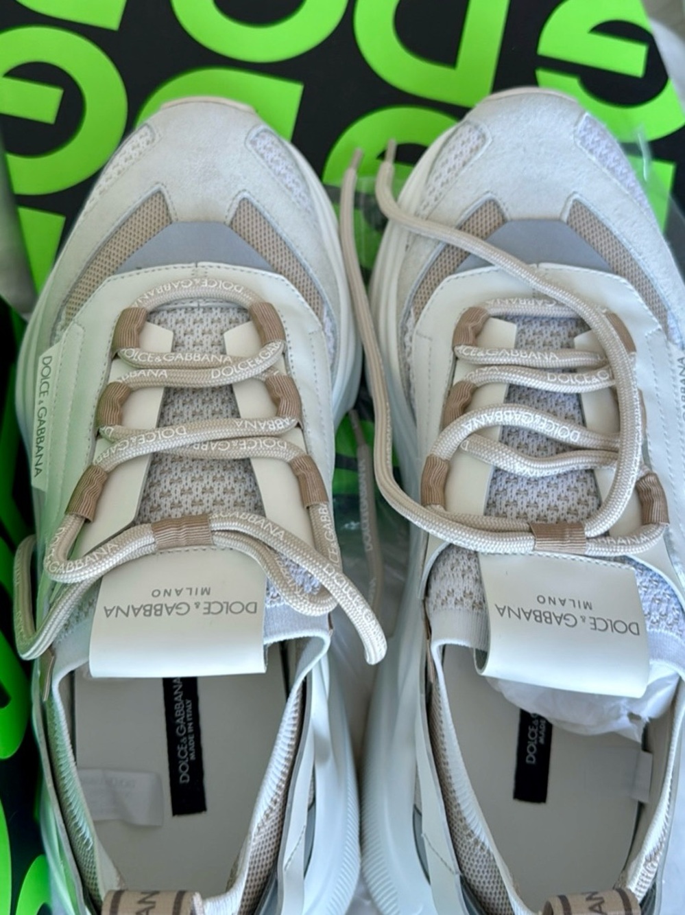 Dolce & Gabbana Beige, White and Gray Chunky Mesh Sneaker - Picture 5 of 5
